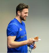 17 February 2020; Josh Murphy with a cake on his 25th birthday following a Leinster Rugby Press Conference at Leinster Rugby Headquarters in UCD, Dublin. Photo by Ramsey Cardy/Sportsfile