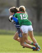 16 February 2020; Katie Murray of Waterford in action against Grace Kelly of Mayo during the Lidl Ladies National Football League Division 1 Round 3 match between Mayo and Waterford at Swinford Amenity Park in Swinford, Mayo. Photo by Sam Barnes/Sportsfile