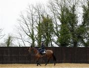 18 February 2020; Katie Young on Tiger Roll during a visit to Gordon Elliott's yard in Longwood, Co. Meath. Photo by Ramsey Cardy/Sportsfile