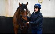 18 February 2020; Tiger Roll and Katie Young following morning work during a visit to Gordon Elliott's yard in Longwood, Co. Meath. Photo by Ramsey Cardy/Sportsfile