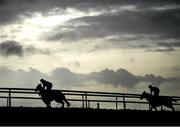 18 February 2020; The Bosses Oscar, with Eoin O'Lunnel up, left, and Battle of Wills, with Darren Tracey up, gallop during a visit to Gordon Elliott's yard in Longwood, Co. Meath. Photo by Harry Murphy/Sportsfile