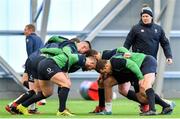 19 February 2020; Ireland front row forwards, including Andrew Porter, Dave Kilcoyne, Cian Healy and Rob Herring with national scrum coach John Fogarty during Ireland Rugby squad training at IRFU High Performance Centre at the Sport Ireland Campus in Dublin. Photo by Brendan Moran/Sportsfile