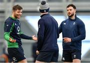 19 February 2020; Ross Byrne, left, Jonathan Sexton and Robbie Henshaw during Ireland Rugby squad training at IRFU High Performance Centre at the Sport Ireland Campus in Dublin. Photo by Brendan Moran/Sportsfile