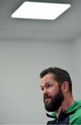 19 February 2020; Head coach Andy Farrell during an Ireland Rugby press conference in the Sport Ireland National Indoor Arena at the Sport Ireland Campus in Dublin. Photo by Brendan Moran/Sportsfile