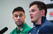 19 February 2020; Jacob Stockdale during an Ireland Rugby press conference in the Sport Ireland National Indoor Arena at the Sport Ireland Campus in Dublin. Photo by Brendan Moran/Sportsfile