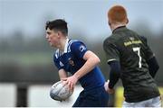 19 February 2020; Jack Crampton of North Midlands Area in action against Turlough O'Brien of Metro Area during the Shane Horgan Cup Round 4 match between Metro Area and North Midlands Area at Ashbourne RFC in Ashbourne, Co Meath. Photo by Piaras Ó Mídheach/Sportsfile