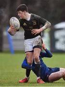 19 February 2020; Tom Larke of Metro Area is tackled by Oisín Grufferty of North Midlands Area during the Shane Horgan Cup Round 4 match between Metro Area and North Midlands Area at Ashbourne RFC in Ashbourne, Co Meath. Photo by Piaras Ó Mídheach/Sportsfile