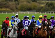 19 February 2020; Runners and riders prepare to start the Ten Weeks To Punchestown Festival Mares Maiden Hurdle at Punchestown Racecourse in Kildare. Photo by Harry Murphy/Sportsfile