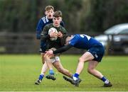 19 February 2020; Alex Flynn of Metro Area is tackled by Ben McMahon of North Midlands Area during the Shane Horgan Cup Round 4 match between Metro Area and North Midlands Area at Ashbourne RFC in Ashbourne, Co Meath. Photo by Piaras Ó Mídheach/Sportsfile