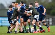 19 February 2020; Sean Tipper of North Midlands Area in action against Turlough O'Brien, left, and Tom Larke of Metro Area during the Shane Horgan Cup Round 4 match between Metro Area and North Midlands Area at Ashbourne RFC in Ashbourne, Co Meath. Photo by Piaras Ó Mídheach/Sportsfile