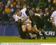 20 December 2003; Shane Stewart, Ulster, is tackled by  Chris Paterson and Simon Taylor, Edinburgh. Celtic Cup Final, Edinburgh Rugby v Ulster, Murrayfield, Edinburgh, Scotland. Picture credit; Matt Browne / SPORTSFILE *EDI*