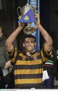 20 December 2003; Carlow captain Rory Sheriff lifts the cup. Leinster Senior Cup Final, Co. Carlow v De La Salle Palmerston, Donnybrook, Dublin. Picture credit; Pat Murphy  / SPORTSFILE *EDI*