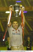 20 December 2003; Ulster captain Andy Ward lifts the Celtic Cup. Celtic Cup Final, Edinburgh Rugby v Ulster, Murrayfield, Edinburgh, Scotland. Picture credit; Matt Browne / SPORTSFILE *EDI*