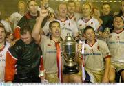 20 December 2003; The Ulster team celebrate with the Celtic Cup, held by captain Andy Ward. Celtic Cup Final, Edinburgh Rugby v Ulster, Murrayfield, Edinburgh, Scotland. Picture credit; Matt Browne / SPORTSFILE *EDI*
