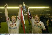 20 December 2003; Ulster's Neil Doak, left, and Shane Stewart celebrate with the Celtic Cup. Celtic Cup Final, Edinburgh Rugby v Ulster, Murrayfield, Edinburgh, Scotland. Picture credit; Matt Browne / SPORTSFILE *EDI*