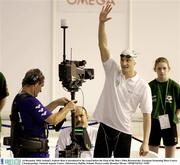 14 December 2003; Ireland's Andrew Bree is introduced to the crowd before the Final of the Men's 200m Breaststroke. European Swimming Short Course Championships, National Aquatic Centre, Abbotstown, Dublin, Ireland. Picture credit; Brendan Moran / SPORTSFILE *EDI*