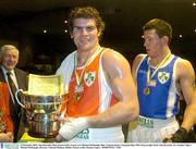 19 December 2003; Alan Reynolds, Red, pictured after victory over Michael McDonagh, Blue. National Senior Championships 2004, Heavyweight Final, Alan Reynolds, (St. Josephs, Sligo) v Michael McDonagh, (Brosna), National Stadium, Dublin. Picture credit; Damien Eagers / SPORTSFILE *EDI*