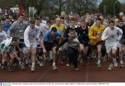 25 December 2003; 'Compeditors' at the start of one of the many 'Goal Mile' races on Christmas Day. Athletics. Belfield, UCD, Dublin. Picture credit; Ray McManus / SPORTSFILE *EDI*