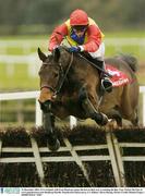 31 December 2003; GVA Ireland, with Fran Flood up, jumps the last on their way to winning the Buy Your Tickets On Line at www.punchestown.com Handicap Hurdle, Punchestown Racecourse, Co. Kildare. Horse Racing. Picture Credit; Damien Eagers / SPORTSFILE *EDI*