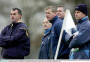 4 January 2004; Newly appointed Dublin hurling manager Humphrey Kelleher, far left, watches on from the sideline with his selectors, right to left, Tommy Ryan, Michael O'Riordan, Joe Lyons and Colm MacSealaigh. Dublin Blue Star Hurlers v Dublin Hurlers, Naomh Mearnog, Portmarnock, Co. Dublin. Picture credit; David Maher / SPORTSFILE *EDI*