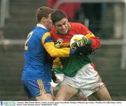 4 January 2004; Patrick Hickey, Carlow, in action against Tom Burke, Wicklow. O'Byrne Cup, Carlow v Wicklow, Dr Cullen Park, Carlow. Picture credit; Brendan Moran / SPORTSFILE *EDI*