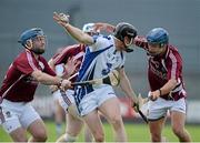 29 June 2013; Kevin Moran, Waterford, in action against Robbie Greville, right, and Derek McNicholas, Westmeath. GAA Hurling All-Ireland Senior Championship, Phase I, Westmeath v Waterford, Cusack Park, Mullingar, Co. Westmeath. Picture credit: Brian Lawless / SPORTSFILE