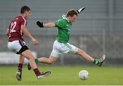 29 June 2013; Declan McCusker, Fermanagh, in action against Denis Corroon, Westmeath. GAA Football All-Ireland Senior Championship, Round 1, Westmeath v Fermanagh, Cusack Park, Mullingar, Co. Westmeath. Picture credit: Brian Lawless / SPORTSFILE