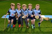 29 June 2013; Members of the Thomas Davis GAA Club, Tallaght, from left, Dáire Daly, age 7, Steven Fox, age 8, Shaun Carroll, age 8, Fionn Lynch, age 8, and Tómas Moore, age 7, strike a pose on the team bench before the game. Leinster GAA Hurling Senior Championship, Semi-Final Replay, Kilkenny v Dublin, O'Moore Park, Portlaoise, Co. Laois. Picture credit: Ray McManus / SPORTSFILE