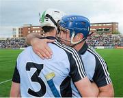 29 June 2013; Dublin players Peter Kelly, left, and Stephen Hiney, celebrate after the game. Leinster GAA Hurling Senior Championship, Semi-Final Replay, Kilkenny v Dublin, O'Moore Park, Portlaoise, Co. Laois. Picture credit: Dáire Brennan / SPORTSFILE