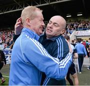 29 June 2013; Dublin manager Anthony Daly is congratulated by Richie Stakelum after the game. Leinster GAA Hurling Senior Championship, Semi-Final Replay, Kilkenny v Dublin, O'Moore Park, Portlaoise, Co. Laois. Picture credit: Ray McManus / SPORTSFILE