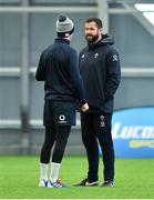 21 February 2020; Head coach Andy Farrell, right, and Jonathan Sexton during Ireland Rugby squad training at the IRFU High Performance Centre at the Sport Ireland Campus in Dublin. Photo by Seb Daly/Sportsfile