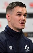 21 February 2020; Jonathan Sexton during an Ireland Rugby press conference at the IRFU High Performance Centre at the Sport Ireland Campus in Dublin. Photo by Seb Daly/Sportsfile