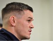 21 February 2020; Jonathan Sexton during an Ireland Rugby press conference at the IRFU High Performance Centre at the Sport Ireland Campus in Dublin. Photo by Seb Daly/Sportsfile