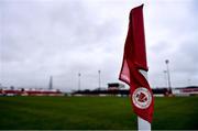 21 February 2020; A detailed view of the Sligo Rovers crest on a corner flag ahead of the SSE Airtricity League Premier Division match between Sligo Rovers and St. Patrick's Athletic at The Showgrounds in Sligo. Photo by Ben McShane/Sportsfile