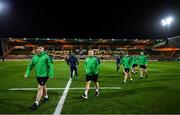 21 February 2020; Ireland players Thomas Clarkson, left, and Charlie Ward walk the pitch prior to the Six Nations U20 Rugby Championship match between England and Ireland at Franklin’s Gardens in Northampton, England. Photo by Brendan Moran/Sportsfile