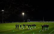 21 February 2020; Cabinteely players warm-up prior to the SSE Airtricity League First Division match between Cabinteely and Bray Wanderers at Stradbrook Road in Blackrock, Dublin. Photo by Seb Daly/Sportsfile