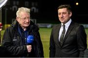 21 February 2020; Derry City manager Declan Devine, right, is interviewed by RTÉ's Tony O'Donoghue prior to the SSE Airtricity League Premier Division match between Derry City and Finn Harps at Ryan McBride Brandywell Stadium in Derry. Photo by Oliver McVeigh/Sportsfile