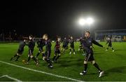 21 February 2020; Bohemians players warm-up on the pitch before the SSE Airtricity League Premier Division match between Waterford United and Bohemians at RSC in Waterford. Photo by Matt Browne/Sportsfile