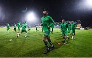 21 February 2020; Roberto Lopes of Shamrock Rovers and his team-mates warm-up prior to the SSE Airtricity League Premier Division match between Shamrock Rovers and Cork City at Tallaght Stadium in Dublin. Photo by Stephen McCarthy/Sportsfile