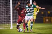 21 February 2020; Joseph Olowu of Cork City in action against Aaron Greene of Shamrock Rovers during the SSE Airtricity League Premier Division match between Shamrock Rovers and Cork City at Tallaght Stadium in Dublin. Photo by Stephen McCarthy/Sportsfile