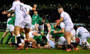 21 February 2020; David McCann of Ireland scores a try which was subsequently disallowed for a knock on during the Six Nations U20 Rugby Championship match between England and Ireland at Franklin’s Gardens in Northampton, England. Photo by Brendan Moran/Sportsfile