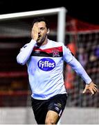 21 February 2020; Patrick Hoban of Dundalk celebrates after scoring his side's second goal during the SSE Airtricity League Premier Division match between Shelbourne and Dundalk at Tolka Park in Dublin. Photo by Eóin Noonan/Sportsfile