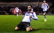 21 February 2020; Patrick Hoban of Dundalk celebrates after scoring his side's second goal during the SSE Airtricity League Premier Division match between Shelbourne and Dundalk at Tolka Park in Dublin. Photo by Eóin Noonan/Sportsfile