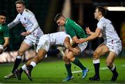 21 February 2020; Oran McNulty of Ireland is tackled by Gabriel Hamer-Webb of England during the Six Nations U20 Rugby Championship match between England and Ireland at Franklin’s Gardens in Northampton, England. Photo by Brendan Moran/Sportsfile