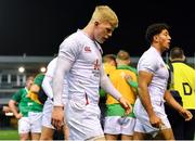 21 February 2020; George Barton of England looks dejected after conceding a third try during the Six Nations U20 Rugby Championship match between England and Ireland at Franklin’s Gardens in Northampton, England. Photo by Brendan Moran/Sportsfile
