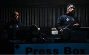 21 February 2020; Leinster senior coach Stuart Lancaster, left, and Leinster head coach Leo Cullen, watch on during the Guinness PRO14 Round 12 match between Ospreys and Leinster at The Gnoll in Neath, Wales. Photo by Ramsey Cardy/Sportsfile