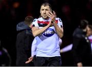 21 February 2020; Brian Gartland of Dundalk applauds fans following the SSE Airtricity League Premier Division match between Shelbourne and Dundalk at Tolka Park in Dublin. Photo by Harry Murphy/Sportsfile