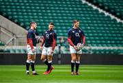 22 February 2020; Owen Farrell, right, with George Ford and Ben Youngs during the England Rugby Captain's Run at Twickenham Stadium in London, England. Photo by Brendan Moran/Sportsfile