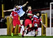 21 February 2020; Sean Hoare of Dundalk has a shot on goal blocked by Gary Deegan of Shelbourne during the SSE Airtricity League Premier Division match between Shelbourne and Dundalk at Tolka Park in Dublin. Photo by Eóin Noonan/Sportsfile