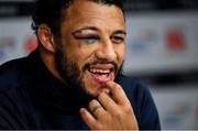 22 February 2020; Courtney Lawes during a press conference after the England Rugby Captain's Run at Twickenham Stadium in London, England. Photo by Brendan Moran/Sportsfile